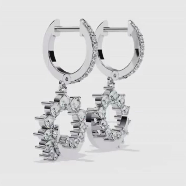 Luminous Crescent Hoop Drop Earrings with Round video