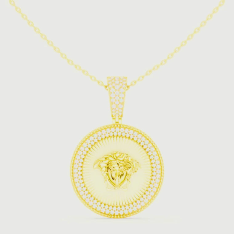 Circular Mythological Medusa Emblem Pendant video