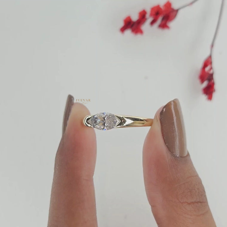 East West Marquise Cut Solitaire Ring video