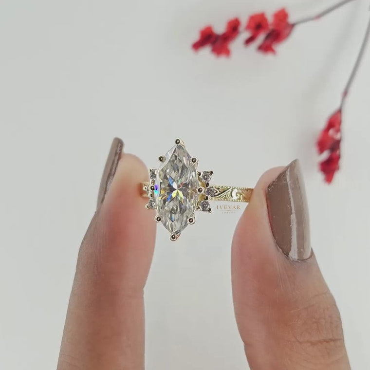 Filigree Inspire Halo Set Marquise Cut Ring video