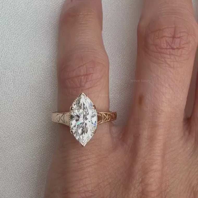 Vintage Marquise Cut Solitaire Engagement Ring video
