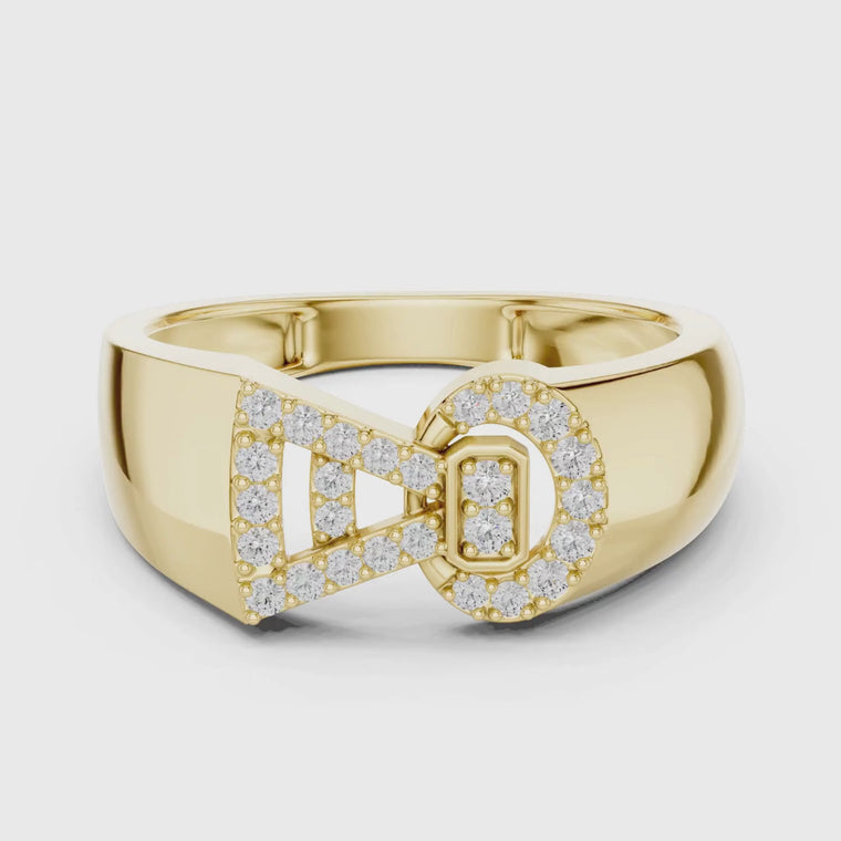Geometric Circle With Round Pave Setting Anniversary Ring video