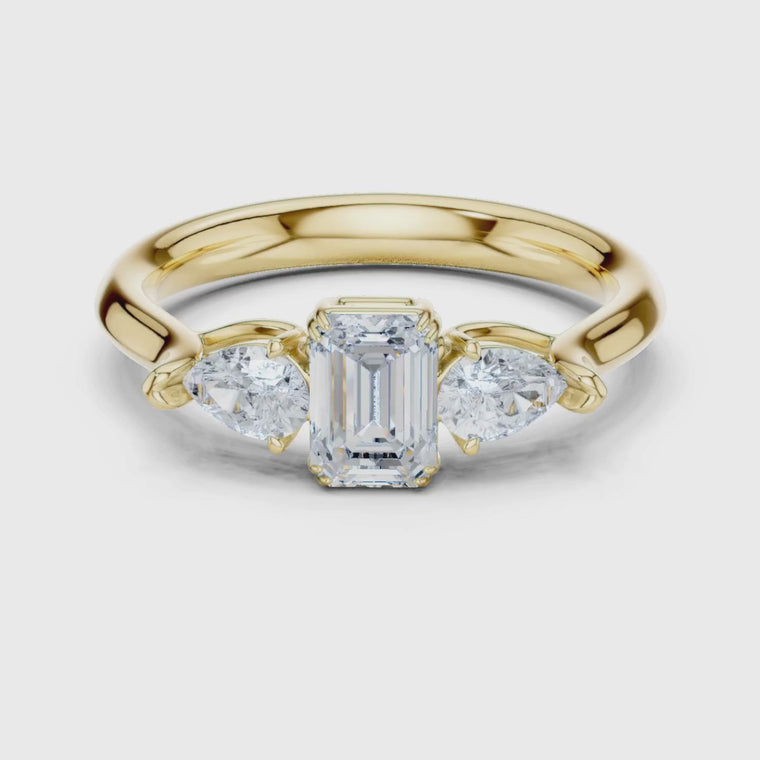 Emerald Cut Ring with Trillion Side Stones video