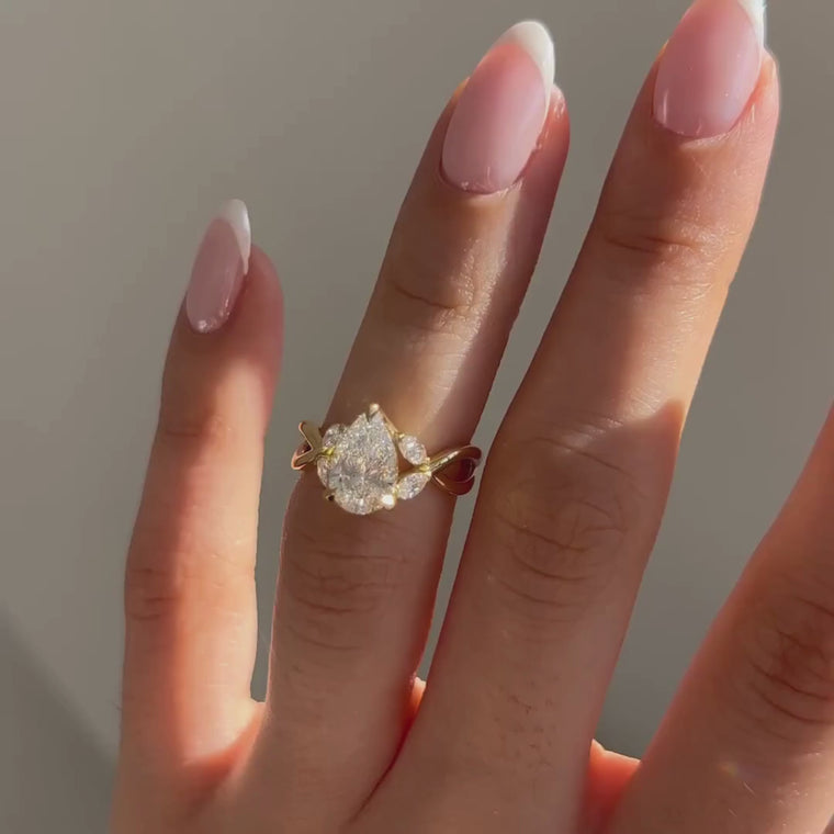 Nature Inspired Split Shank Pear Cut Engagement Ring video