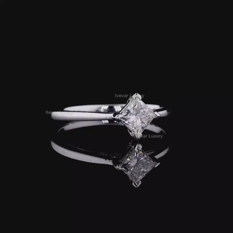 Princess Cut Solitaire Engagement Ring With Cathedral Setting video