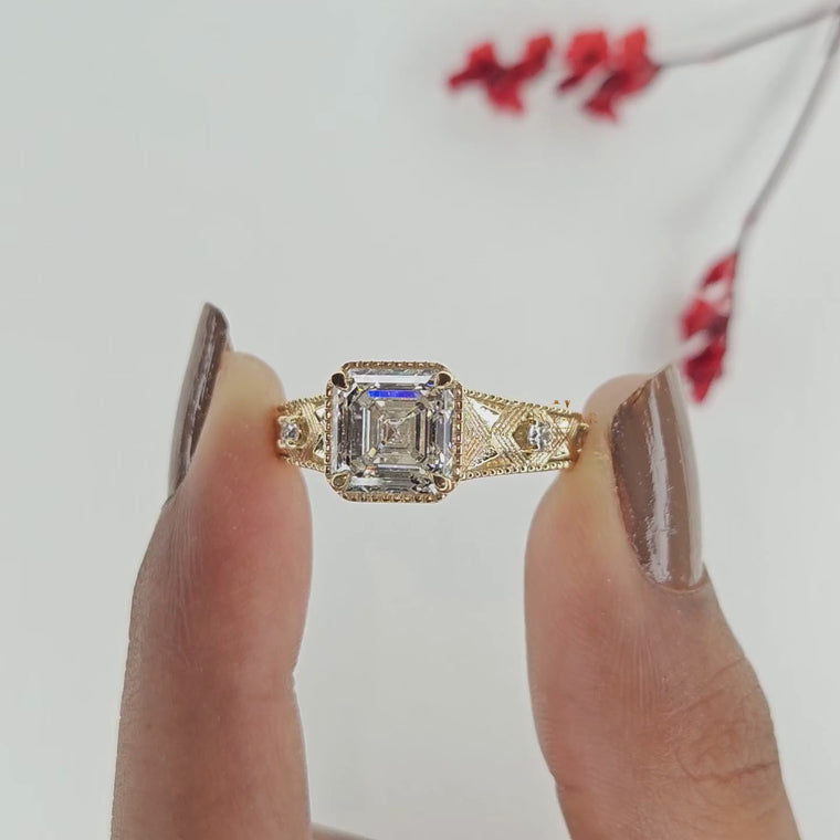 Cushion Cut Pear Side Three Stone Engagement Ring video