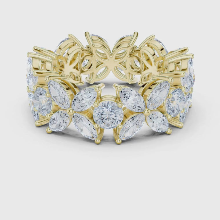 Floral Motif Marquise and Round Wedding Eternity Band video
