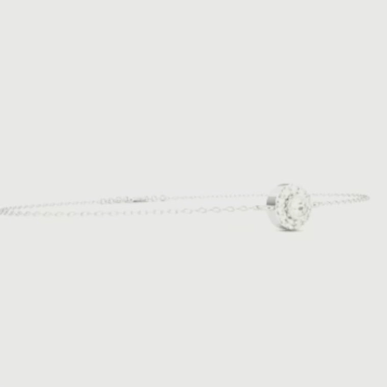 Round Halo Set Single Chain Bracelet with Centerpiece video