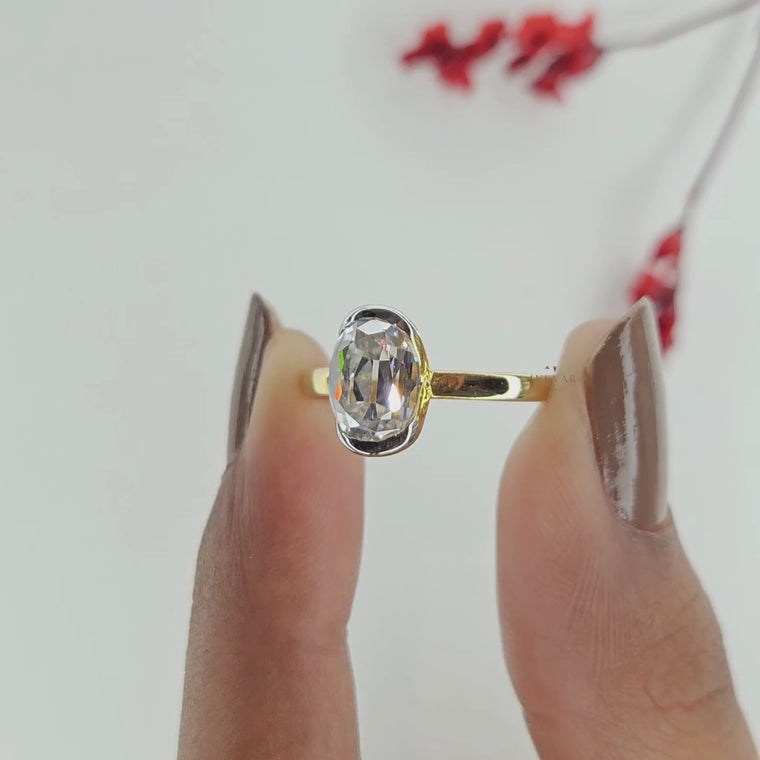 Half Bezel Rose Oval Solitaire Engagement Ring video