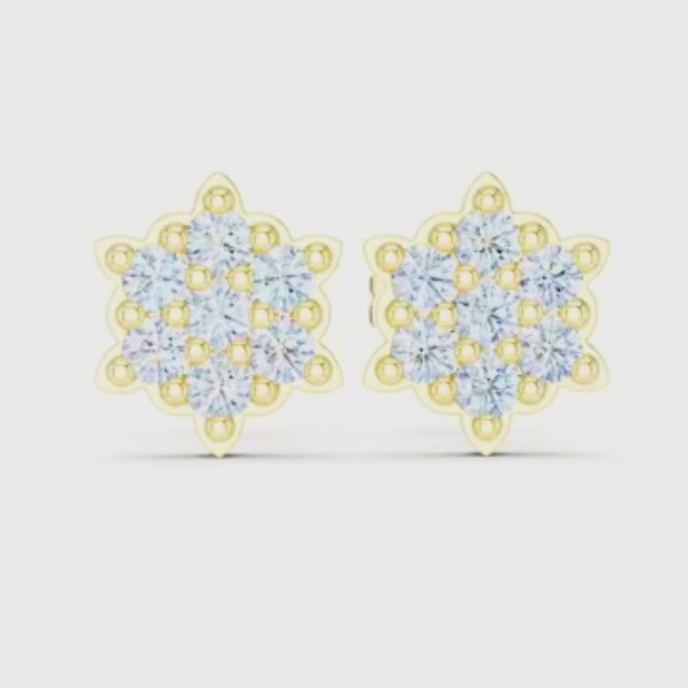 Celestial Bloom Lab Diamond Floral Cluster Stud Earrings video