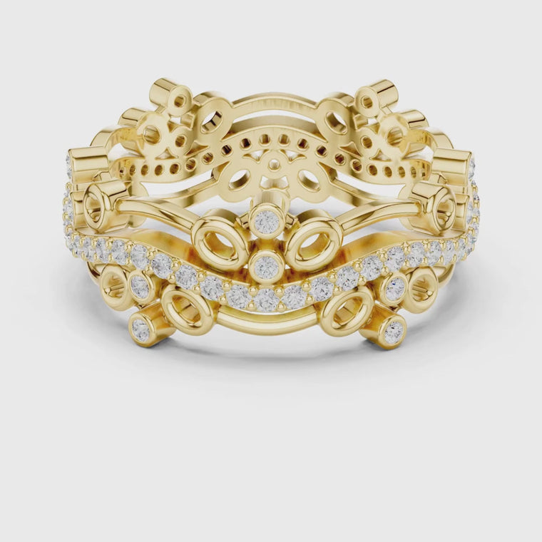Openwork Round Cut Architectural Eternity Band Ring video