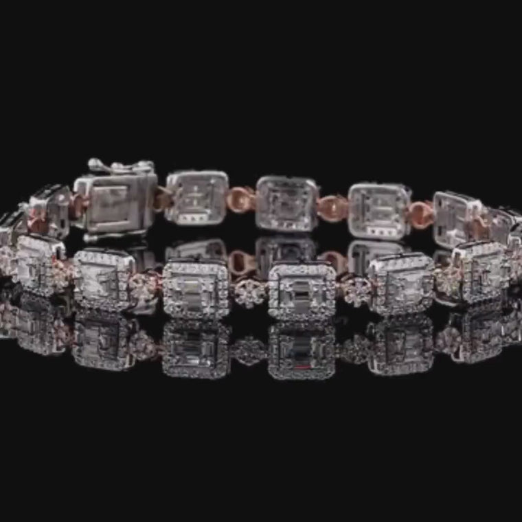 Baguette Cut Halo Tennis Bracelet video