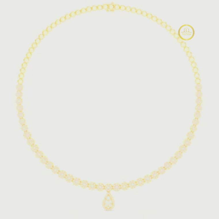Round Cut Drop Halo Necklace video