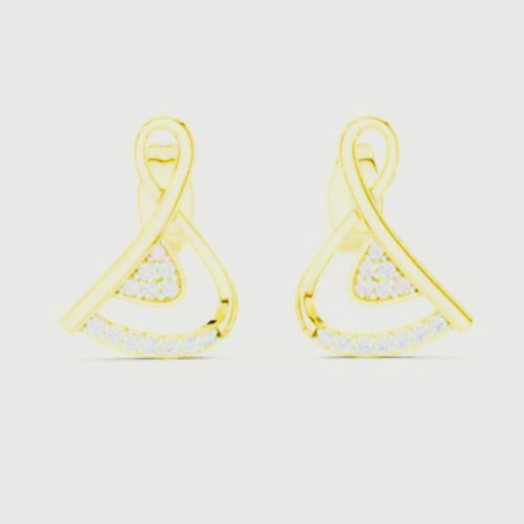 Modern Infinity Loop Round Stud Earrings with Curved Pave Arc video