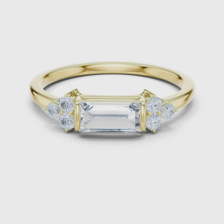 Baguette Cut Ring With Round Sidestone video
