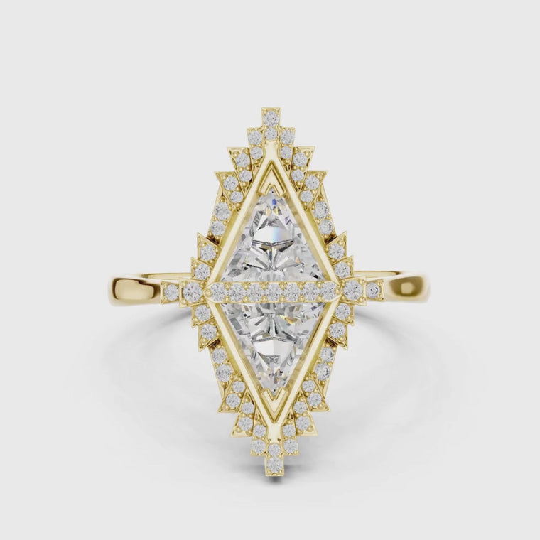 Art Deco Trillion Cut Geometric Statement Ring video