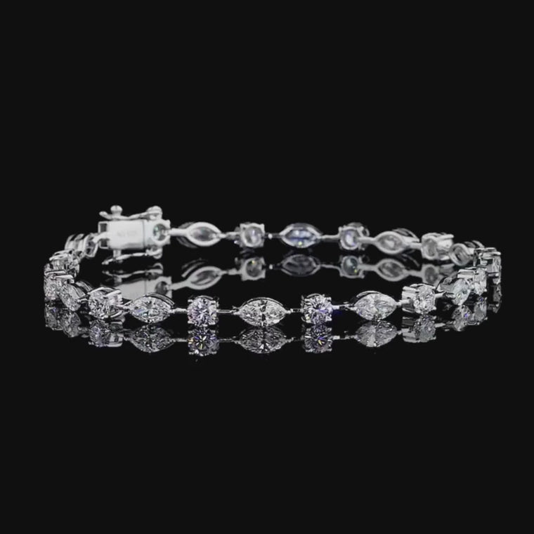 Alternating Marquise Cut Moissanite Tennis Bracelet video