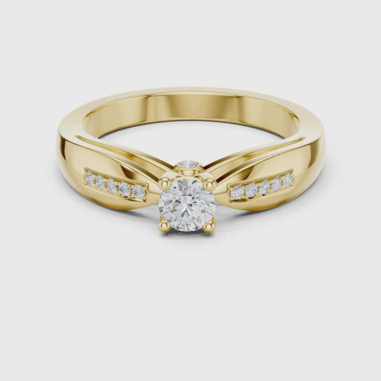 Round Cut Split Shank With Pave Accents Solitaire Ring video