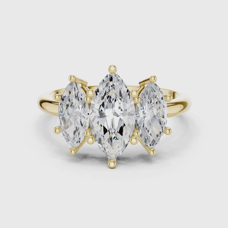 Three Marquise Cut Lab Diamond Wedding Ring for Women video