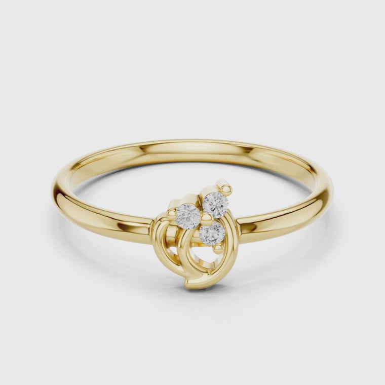 Round Cut Cluster Gold Fashion Ring With Open Loop video