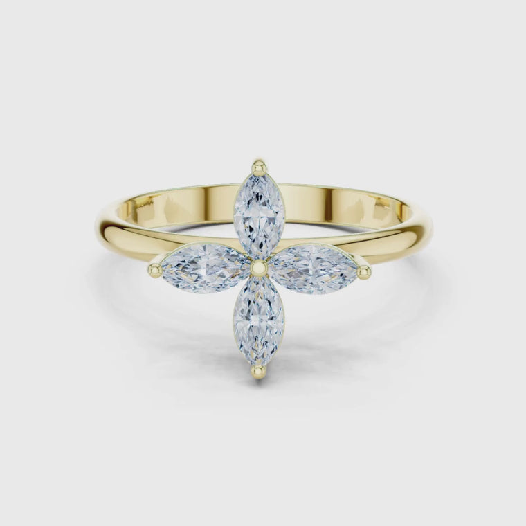 Marquise Cut Four Petal Engagement Ring video
