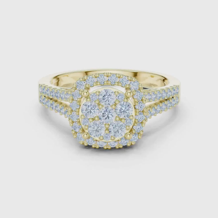 Double Halo Round Cut Split Shank Anniversary Ring video