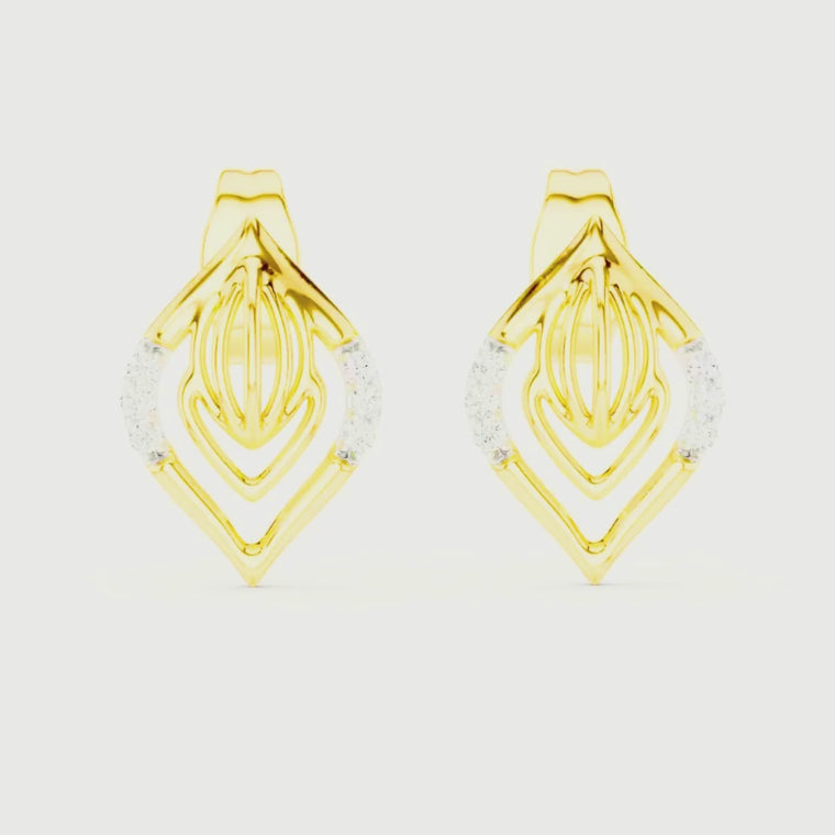 Layered Leaf Round Geometric Stud Earrings with Pavé Detail video