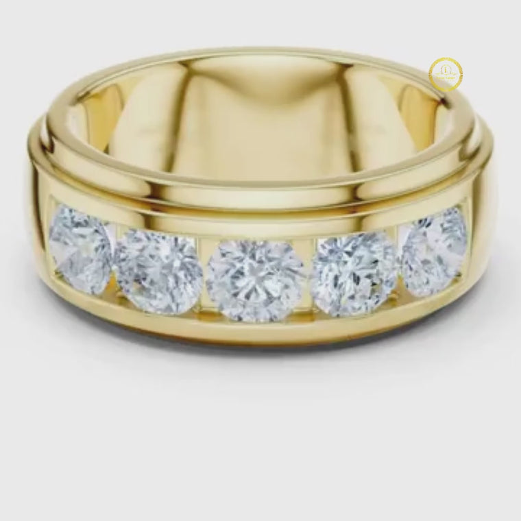 Round Cut Men's Heavy Gold Classic Wedding Ring video