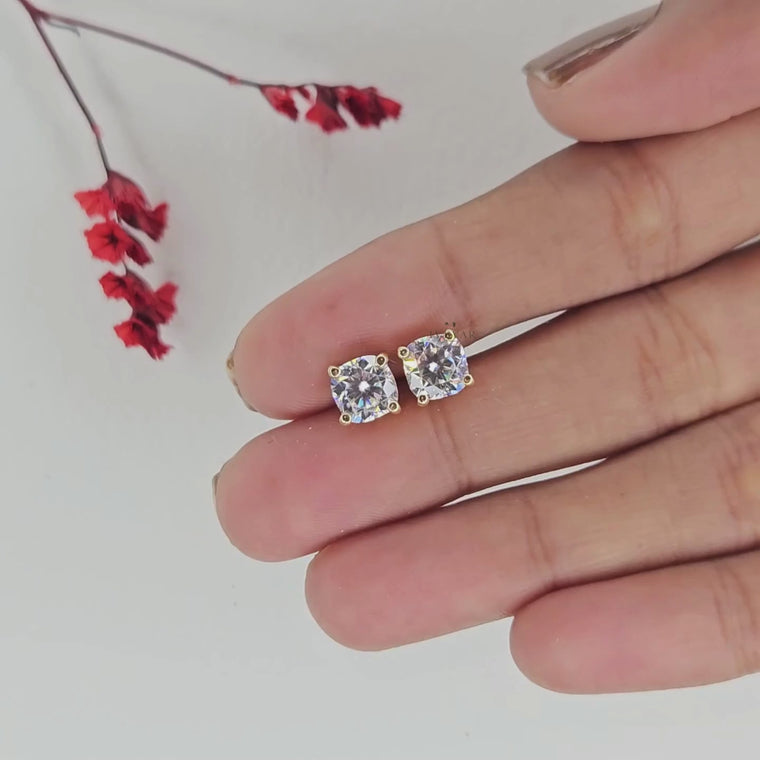 Cushion Cut Solitaire Stud Earring video
