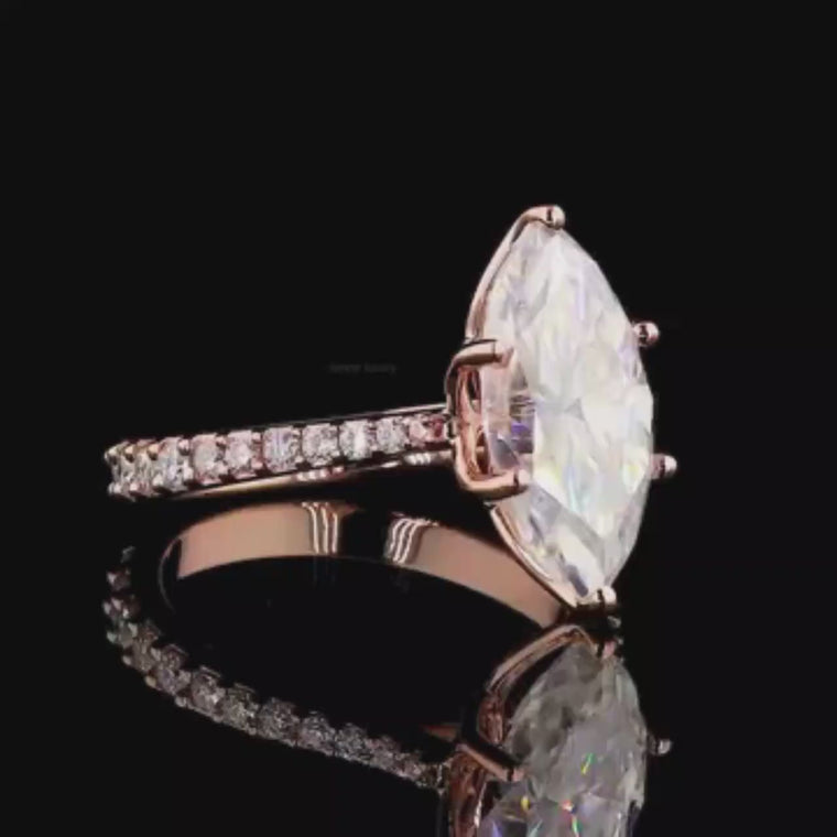 Marquise Cut Pave Solitaire Ring video