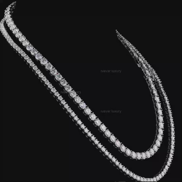 5mm VVS Moissanite Iced Out Tennis Chain in 925 Sterling Silver video