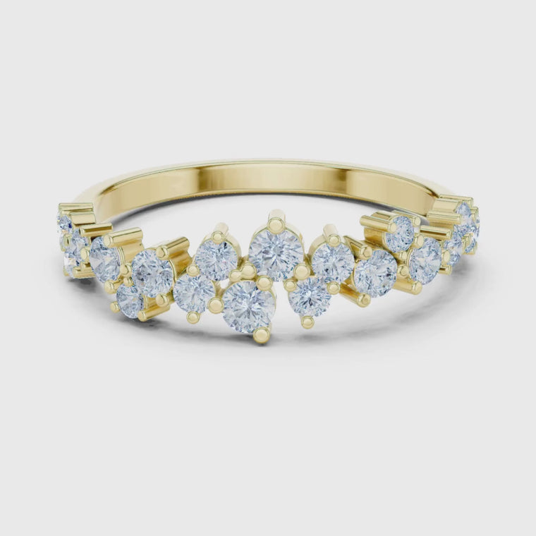 Round & Marquise Cut Crown Wedding Band Ring video