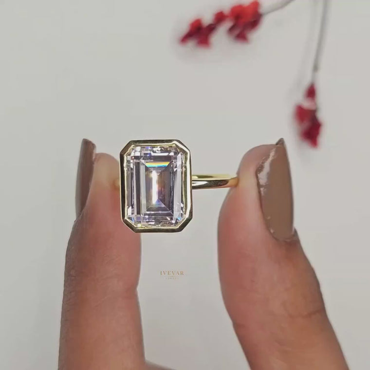 Emerald Cut Bezel Set Solitaire Ring video