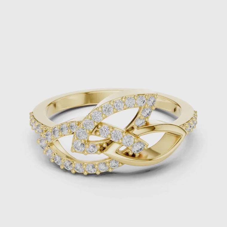 Leaf Vine Minimalist Wedding Ring With Pave Band video