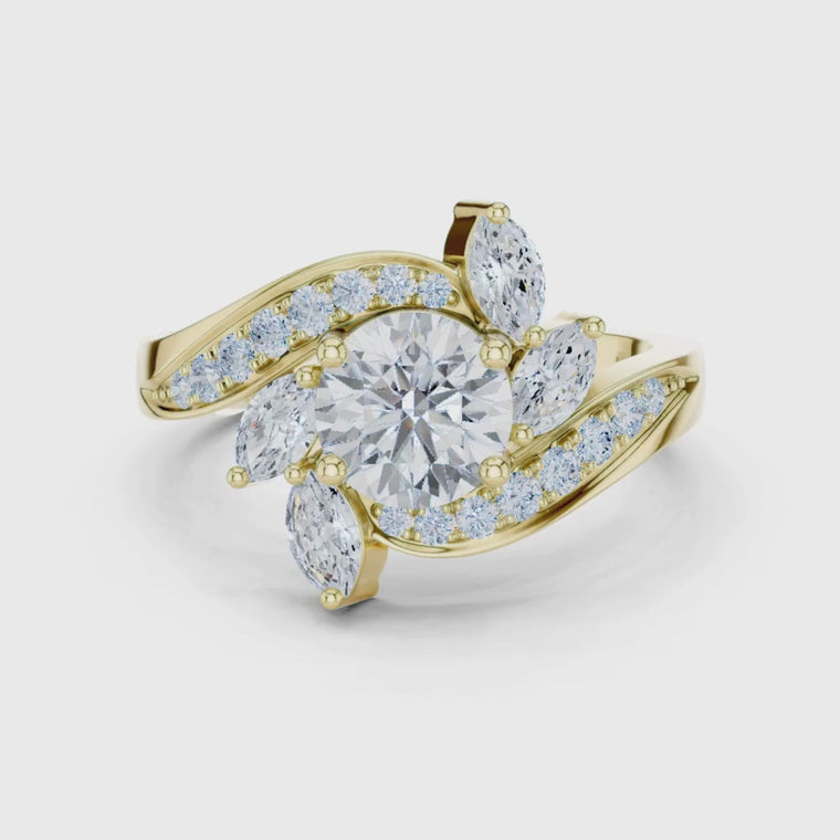 Floral Round Moissanite Anniversary Ring video
