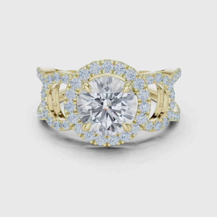 Round Cut Halo Split Shank Engagement Ring video
