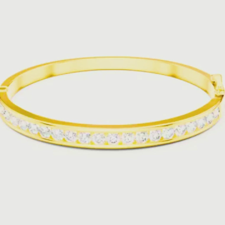 Round Cut Hinged Bangle with Channel Setting video