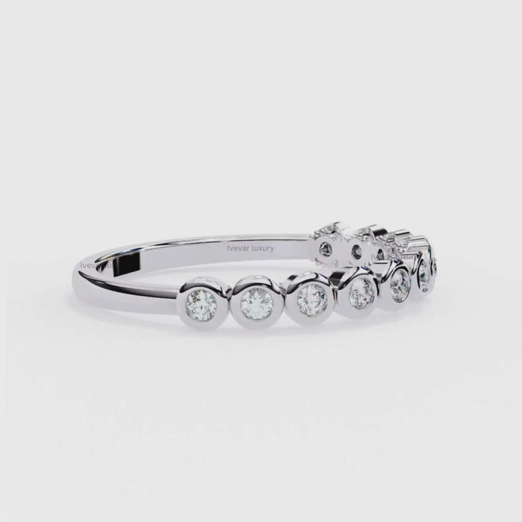 Round Cut Bezel Set Eternity Stacking Band Ring video