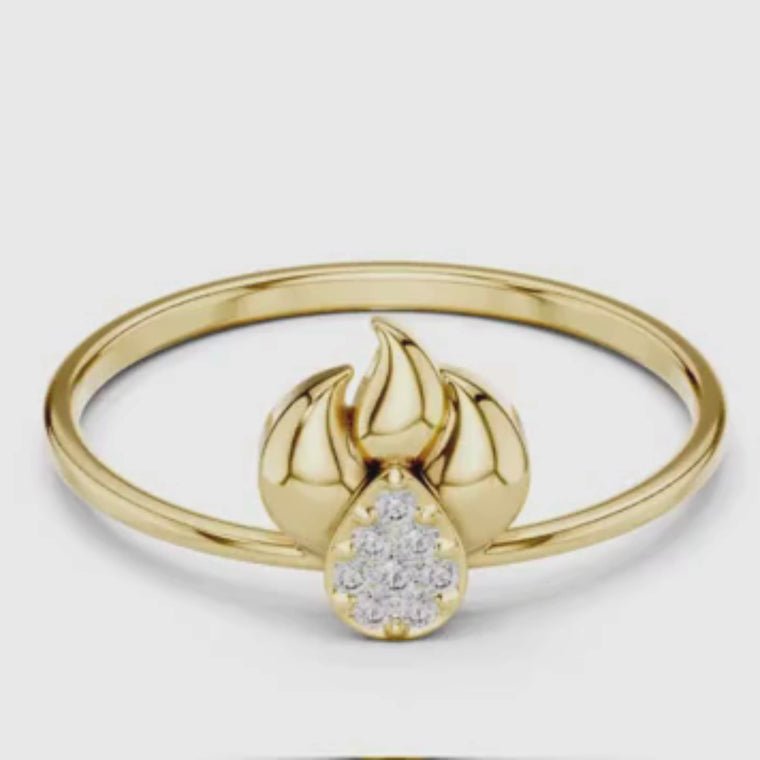 Flame Inspired Ring With Round Cluster Accent video