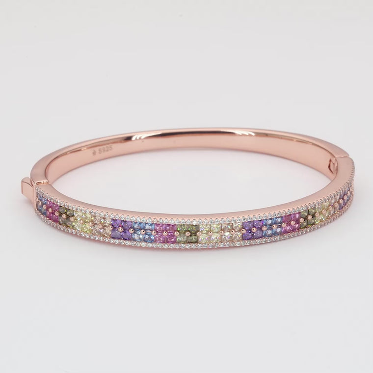 Rainbow Gemstone Mosaic Bangle Bracelet video