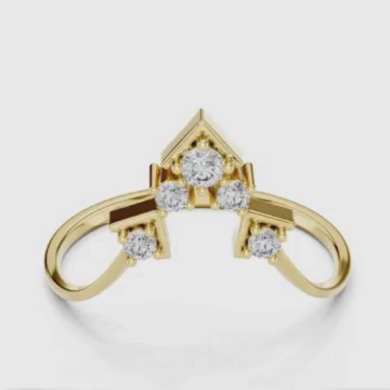 Chevron Crown Ring With Brilliant Round Stone video