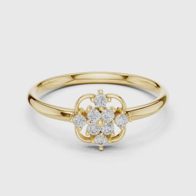 Round Cut Floral Cluster Engagement Ring video