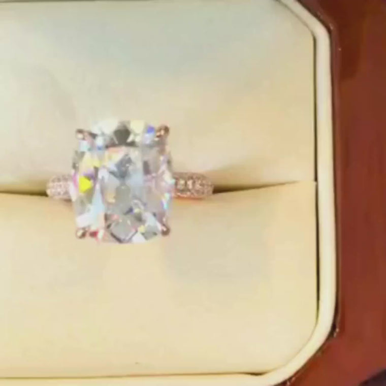 Halo Cushion Cut Pave Engagement Ring video