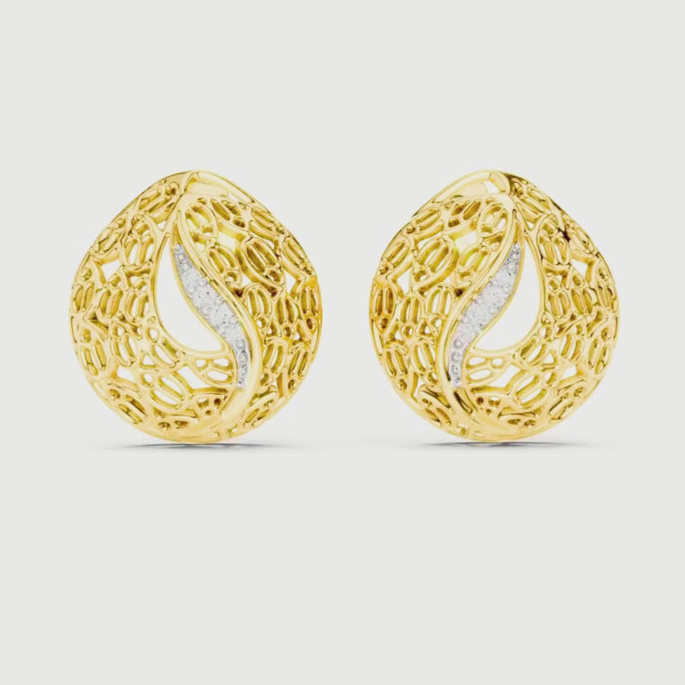 Artisan Filigree Wave Round Studs with Curved Pave video
