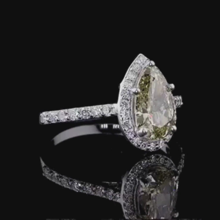 Pear Shaped Fancy Vivid Yellow Halo Set Ring video