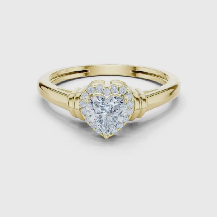 Romance Setting Heart Cut Lab Diamond Halo Ring video