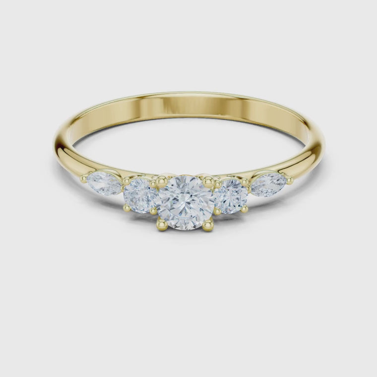 Minimalist Round Cut Wedding Band With Sidestone video