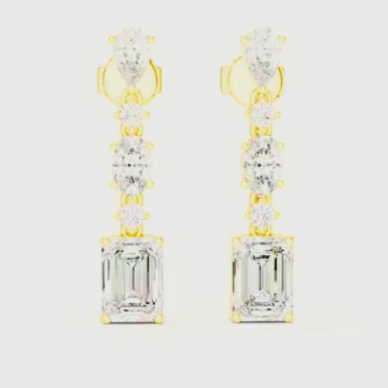 Regal Lineage Emerald Cut Lab Diamond Pear & Oval Drop Earrings video