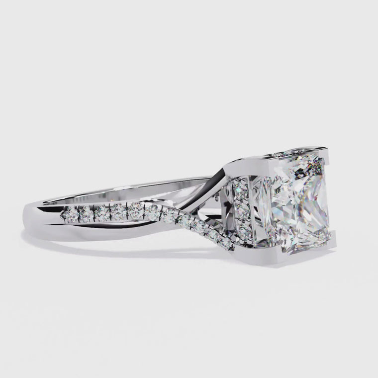Princess Cut Split Shank Pave Ring video
