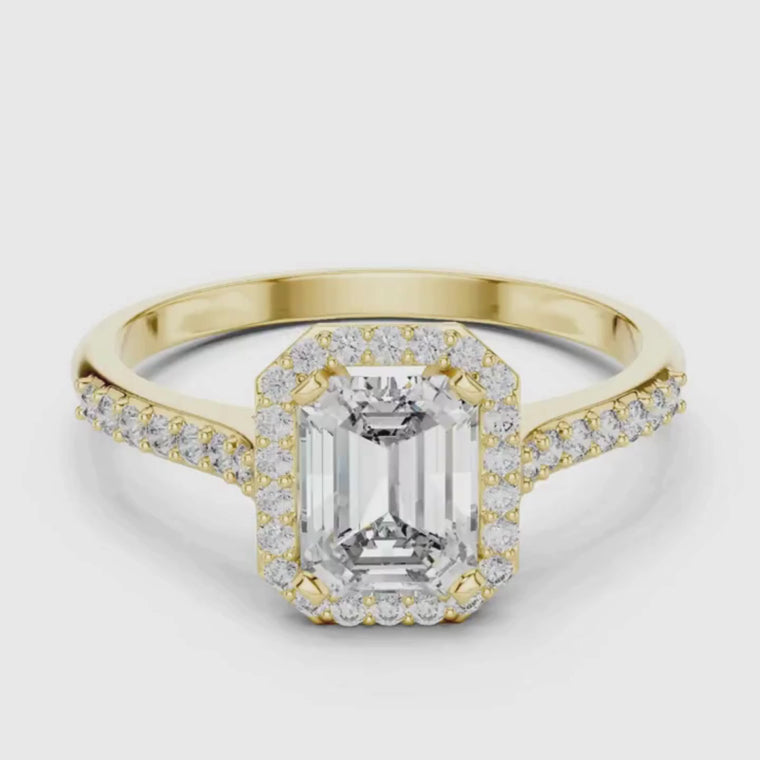 Emerald Cut Ring with Halo Setting video